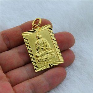 Vintage 18k Gold Lotus Buddha Pendant| Gold Plated Buddha Necklace |